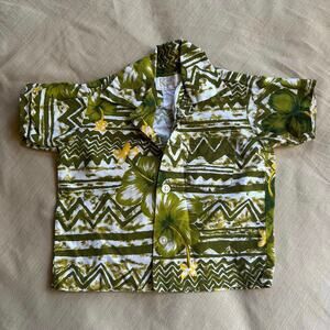 Kala Kasuals boys size 2T Hawaiian shirt, green floral